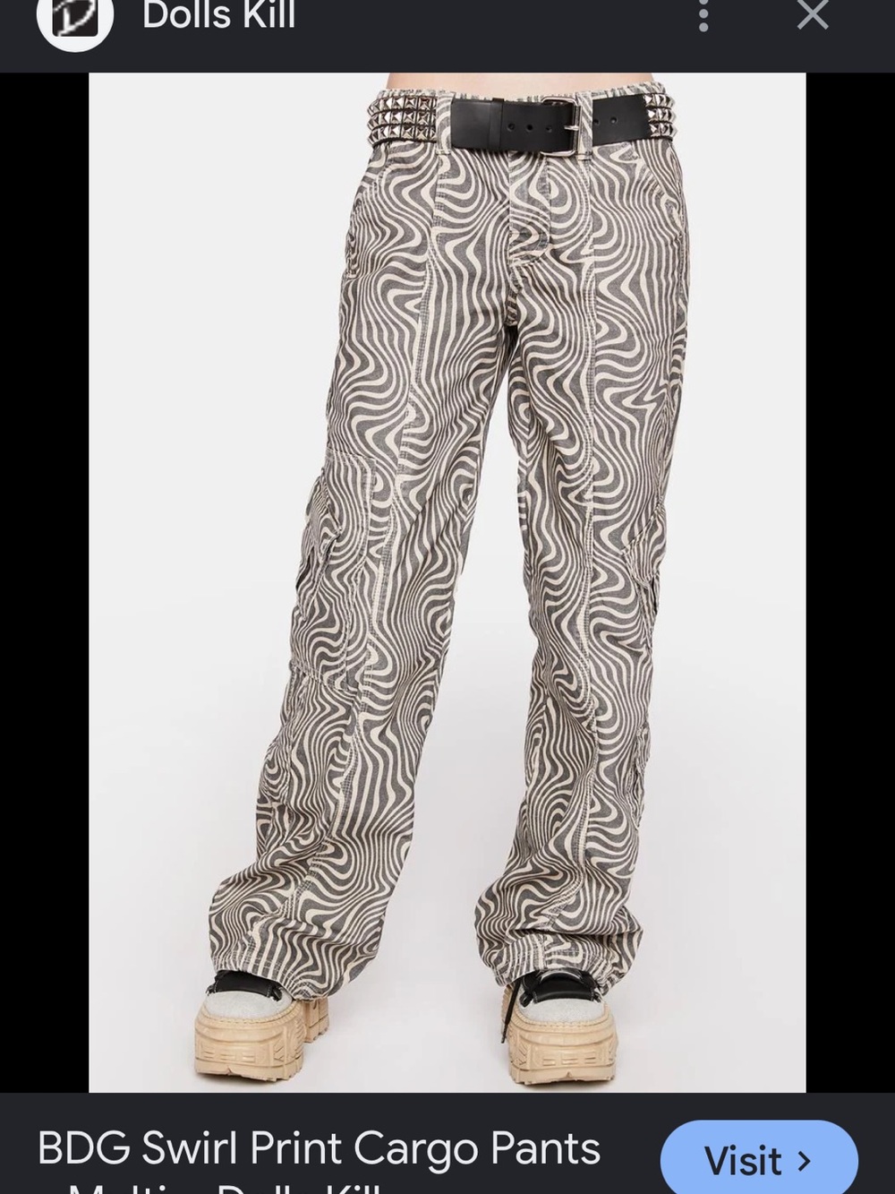 Swirl Y2K Cargo Pants - Gray Swirl